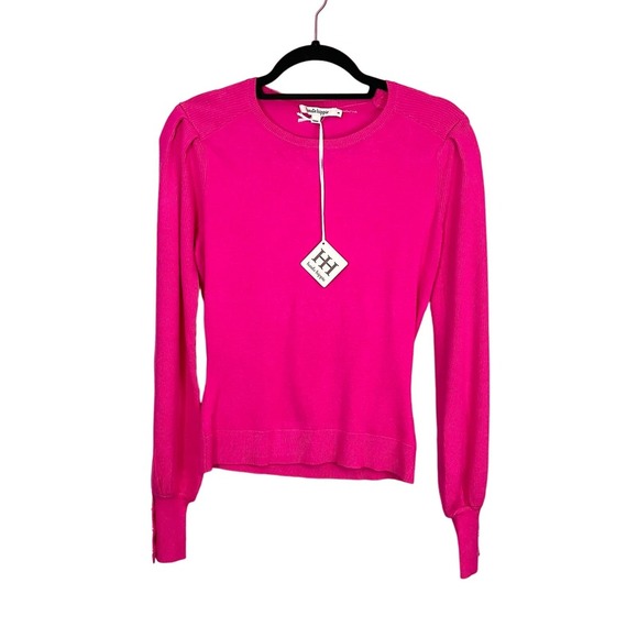 Haute Hippie Women's Hot Pink Ribbed Knit Barbiecore Pullover Sweater Small NWT